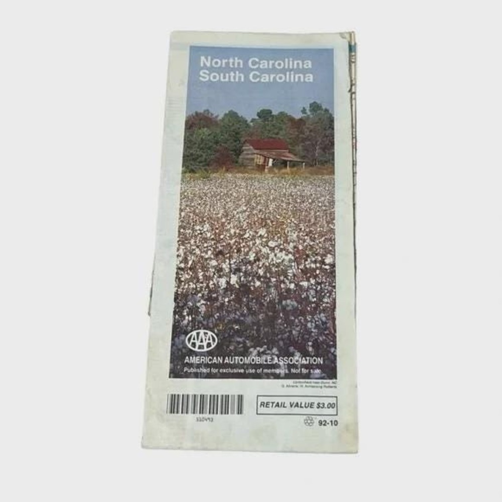 American Automobile Association AAA North and South Carolina Vintage Map 1993